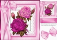 pretty vintage pink roses on lace in ornate frame 8x8
