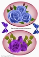 pretty blue and purple roses in oval frames with bows