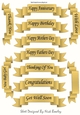 11 black sentiment scroll tags in gold