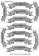 11 black sentiment scroll tags in silver