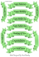 11 black sentiment scroll tags in green