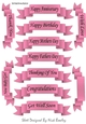 11 black sentiment scroll tags in pink