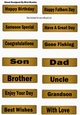 14 Denim Gold (male) tags with black sentiments