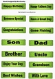 14 Denim Green (male) tags with black sentiments