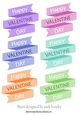 6 lovely banner tags for valentine in pastel shades