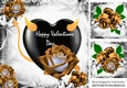 Gothic gold velvet rose on a black heart with butterflies 8x8