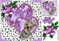 Cute valentine purple heart with roses and cute puppy 8x8