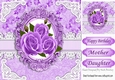 pretty purple roses in vintage frame & lace 8x8