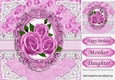 pretty pink roses in vintage frame & lace 8x8