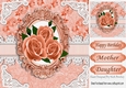 pretty peach roses in vintage frame & lace 8x8