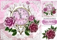 Nearly Midnight! with vintage clock & pink roses with lace 8x8