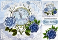 Nearly Midnight! with vintage clock & blue roses with lace 8x8
