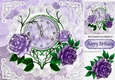 Nearly Midnight! with vintage clock & purple roses with lace 8x8