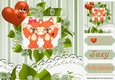 Pair of cute foxes with love heart with toony face 8x8