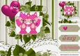 Pair of cute foxes with pink love heart with toony face 8x8