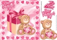 pink hearts and teddy bear 8x8