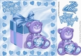 blue hearts and teddy bear 8x8