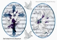 two lovely sympathy toppers of a blue cross, white lillies, & doves