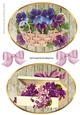 two pretty vintage lilac flowers/pansies toppers with lilac bows