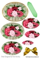 pretty vintage pink/red roses with gold bow oval pyramids