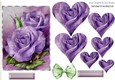pretty A5 purple roses in heart pyramids with organza bow