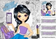 Trendy girl loves fashion with purple mobile phone, 8x8