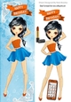 Trendy girl loves to dance with orange mobile, tall DL