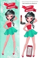 Trendy girl loves to dance with red mobile, tall DL