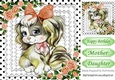 Adorable little puppy with bow , peach roses & lace 8x8