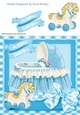 baby boy in blue frill bassinet with gingham bow 8x8