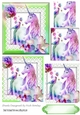pretty fantasy rainbow unicorn with flowers bird on lace pyramids (green) 8x8