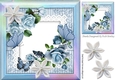 pretty blue roses on lace with butterflies and rainbow frame 8x8