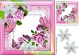 pretty pink roses on lace with butterflies and rainbow frame 8x8