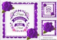 Happy Birthday to a dear friend with purple roses & lace 8x8