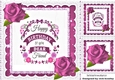Happy Birthday to a dear friend with pink roses & lace 8x8