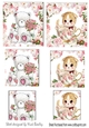 two cute little kitten and teddy small cards with pyramids