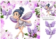 pretty faerie with dragonfly with lilac peonies 8x8