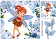 pretty dancing faerie with dragonfly with blue peonies 8x8