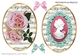Beautiful toppers with vintage pink roses & cameo lady with script