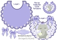 cute flip baby girls bib with elephant and mauve bows
