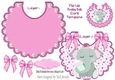 cute flip baby girls bib with elephant and pink bows
