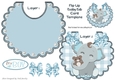 cute flip baby boys bib with elephant and blue gingham bows