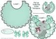 cute flip baby boys bib with elephant and turq gingham bows