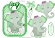 cute baby boys bib with elephant and turq gingham bows