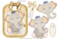 cute baby boys bib with elephant and gold gingham bows