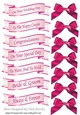 pink Wedding sentiment banners with pink satin bows