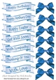 blue mixed sentiment banners with blue satin bows