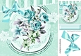 pretty painted turq roses with bow 8x8