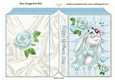 Cute blue bunny with roses & hearts for mothers day A5 folded book