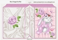 Cute pink bunny with roses & hearts for mothers day A5 folded book